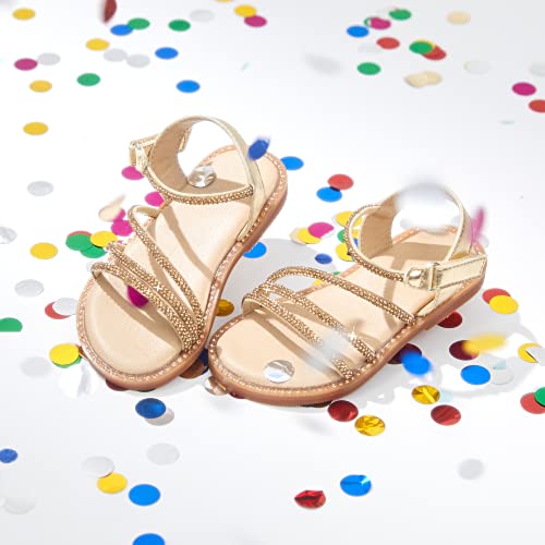 Image of PHIRAMIN Toddler Girl Sandals - Flower Girl Dress Shoes Open Toe Little Kid Flats