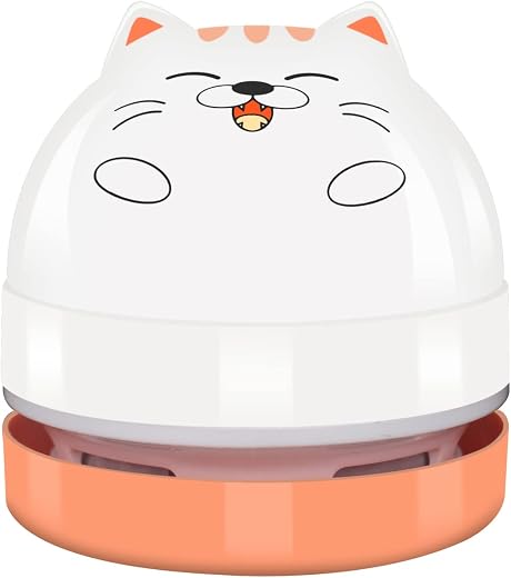 Mini Desktop Vacuum Cleaner, Portable USB Vacuum Cleaner for Desk Mini Cute Cartoon Desktop Vacuum for Cleaning Eraser Cru...