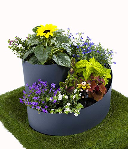 EXCOLO Kräuterspirale Hochbeet Kunststoff Anthrazit Grau RAL 7016 – Kräuterschnecke Pflanzbeet Kräuterbeet Garten Spiralbeet wetterfest leicht aufbaubar ohne Boden