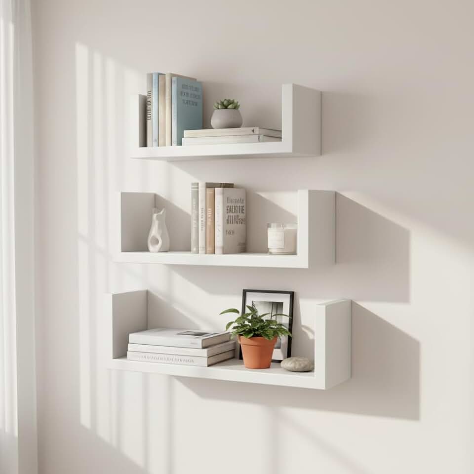 Kit 3 Prateleiras Nicho U Livros Decorativo Mdf 40 50 60x15 Branco