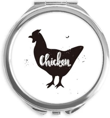 Chicken Black And White Animal Hand Compact Mirror Round Portable Pocket Glass