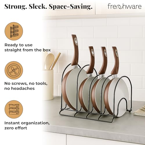 Image of Frenchware Heavy Duty 5-Tier Horizontally Tawa Stand Shelf, 12.2 x 9 inch | For Skillets, Griddles, Trays, Freestanding or Wall-Mounted, Space Saving