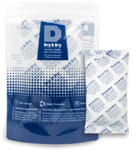 Image of Dry & Dry 300 Gram [2 Packets] Silica Gel Packets Desiccants, Silica Packets - Rechargeable Silica Gel Packs, Desiccants Packets, Silica Gel