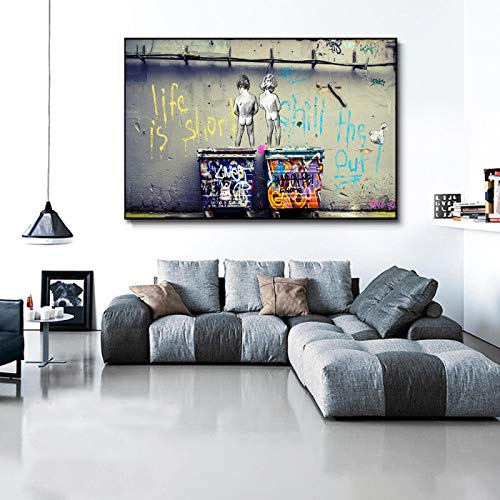 Toile Graffiti Art moderne et affiche la vie est courte chill out pour design intérieur ado - 2