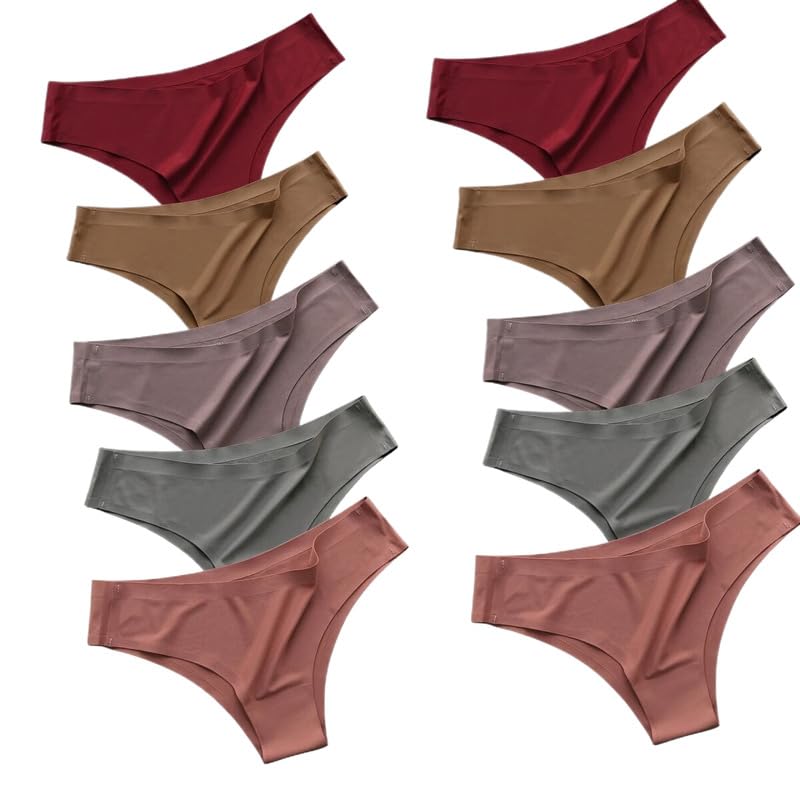 Culotte String Femme - 10 Pièces/Ensemble Culottes sans Couture Femmes sous-Vêtements en Soie Glacée Slips Sexy Taille Basse Lingerie Douce Décontracté Mode String