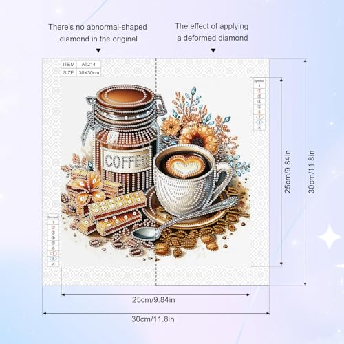 Image of AiYuanzsh 5D Special Shape Diamond Art Kits for Beginners, Diamond Art Painting Kits for Adults, Crystal Rhinestones Diamond Art Painting for Home Wall Decoration Gift 12x12 inch, Coffee