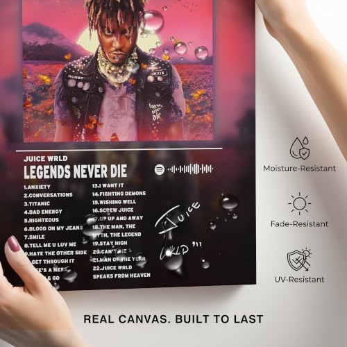 Image of Juice WRLD Canvas Wall Art, Rapper Collage Poster Print, Hip Hop Music Artwork for Bedroom Studio Gaming Room Decor, Vibrant Album Cover Picture Print Framed Music Wall Painting 20X24