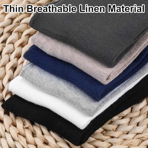 Twistover 6 Pairs Linen Socks Men Thin Breathable Linen Natural Moisture-wicking Crew Socks for Men Women(6-9 Size,Multicolor)