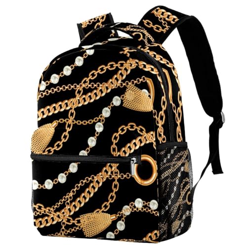 Sac à dos d'école avec perles pampilles et chaînes design multicolore