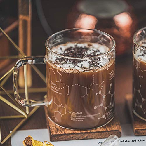 Greenline Goods Glass Coffee Mug - 16 Oz Tumbler Science Of Coffee Glass (Set Of 2) - Etched With Coffee Chemistry Molecules #TOP6