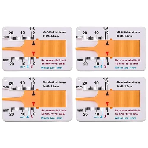 Reifenprofilmesser Auto PKW 0-20mm Werkzeug Profiltiefen Messgerät Tiefenmesser - 4 Stück.