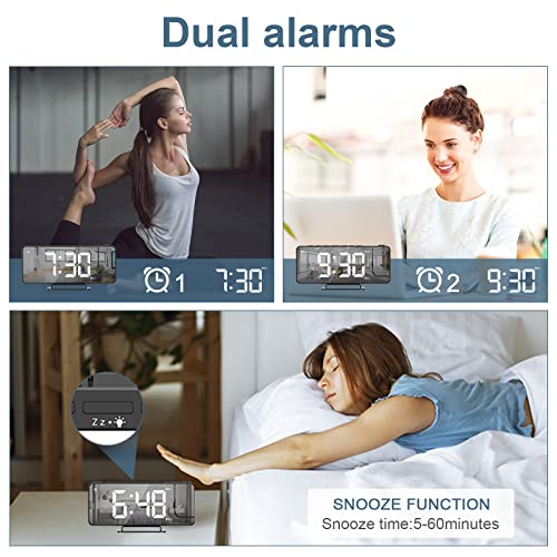 Ankilo Projection Alarm Clock For Bedroom Ceiling, 7.5" Digital Clock With 180° Projector, 6-Level Dimmer, 15-Level Volume, Dual Alarm Clock, Usb Charging Port, Projection Clock For Children, Elders #TOP4