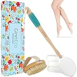 Eincremehilfe für Rücken - Rückeneincremhilfe - Rückeneincremer Set mit Körperbürste Trockenbürste Körper Pflegehilfsmittel mit Langem Stiel 44 cm - Inklusive 3 Ersatzaufsätze