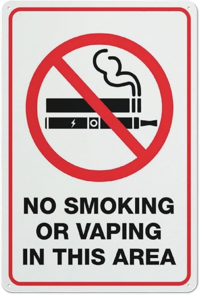No Smoking Or Vaping Within In This Area Sign Warning Tin Sign Home Kitchen Farm Garden Garage Wall Decor Gift For Women Men 8x12 Inch
