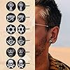 FaithHeart Mens Earrings Studs 12pcs Religious Ear Stud Black Plated Hexagram/Evil Eyes/Skull/Cross/Masonic Cool Boys Earring Stainless Steel #1