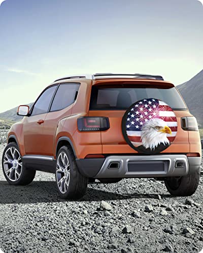 American Flag Spare Tire Cover For Rv Trailer Eagle Camper Wheel Accessories For Travel Trailers Waterproof Uv Sun Protectors Fits Truck Suv Camping Tire Wheel Covers Diameters 15 Inches #TOP6
