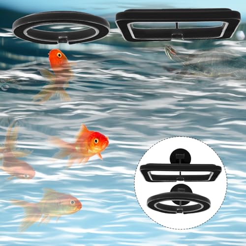 2 Pcs Futterautomat, Schwimmpflanzen Aquarium Futterring mit Saugnäpfen Schwimmende Pflanzenringe Wasserwechsel-Fischfutterspender Schwimmender Ring für Bettas, Goldfisch, Schildkröte (Schwarz)