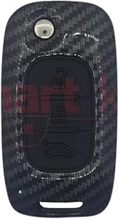 SMARTKEY Carbon Fiber + Silicone Renault Key Fob Case Carbon Fiber Cover for Renault Fluance flipRemote-غلاف مفتاح ريموت (كفر) من الياف الكاربون لسيارات رينو فلوانس