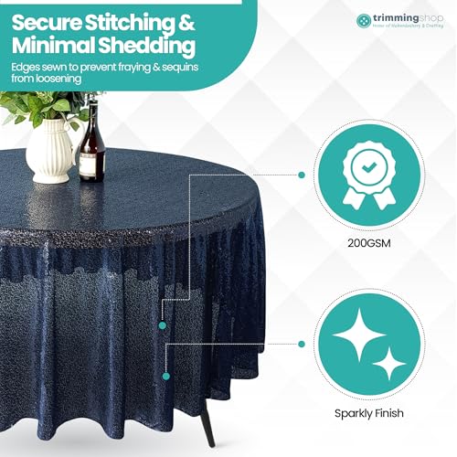 Nappe ronde à paillettes bleu marine 305 cm Noël fête et mariage - 6