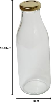 Clear Retro Glass Milk Bottle (Gold Lid Included) 500ml