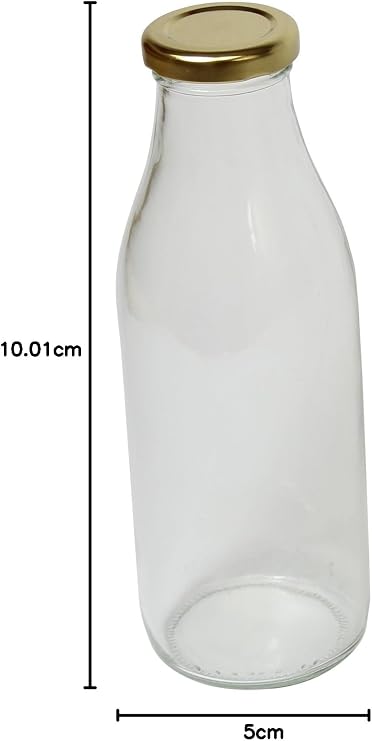 Clear Retro Glass Milk Bottle (Gold Lid Included) 500ml