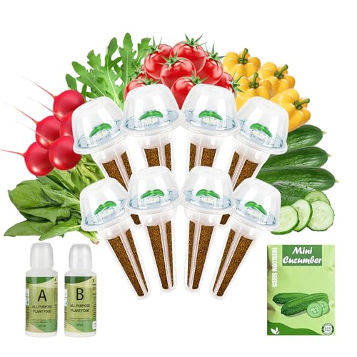 Seed Pods Kit Hydroponic - Refill Pod for All Indoor Garden, 8 Grow Pods with Seeds of Mini Cucumber, Cherry Radish, Arugula, Spinach, Cherry Tomato, and Mini Bell Yellow Pepper (8-Pod)
