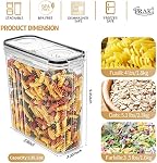 PRAKI Ensemble de stockage de conteneurs de céréales (4L,135.2 Oz), 4PCS Conteneurs hermétiques de stockage alimentaire avec pour la cuisine & Pantry Organization Distributeurs de céréales avec 20 étiquettes, Measuring Cup & Marqueur