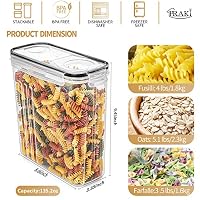 PRAKI Müslibehälter, Aufbewahrungs-Set (4 l, 3832.9 g), 4 Stück, luftdichte Frischhaltedosen mit Ausgießer für Küche und Speisekammer, Organisation, Müsli-Spender mit 20 Etiketten, Messbecher und – Ansicht 2