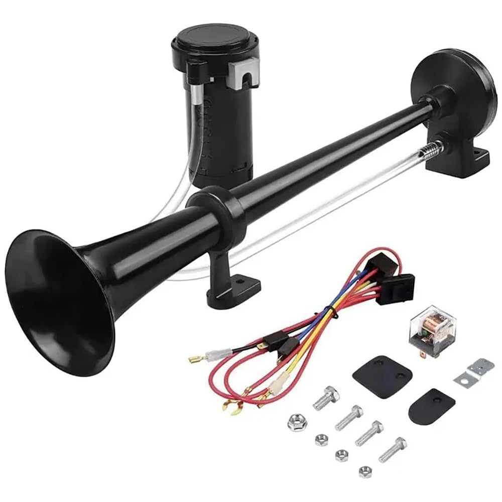 NEWFUN Lkw Hupe 12v, Schiffshorn, Druckluft Hupe,Wasserdichte Elektrische Hupe, Einrohr-Edelstahlhupe, Elektrische Bootshupe, für Alle 12V-PKWs, LKWs, Boote, Schiffe, Segelboote, Yachten, Autos, etc.
