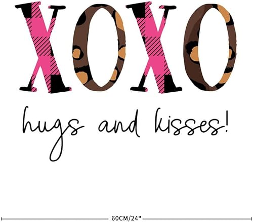 Miniatura 3 de Calcomanía de pared de San Valentín XOXO Hug & Kiss para decoración de búfalo a cuadros de leopardo XOXO calcomanías de pared para decoración 14 de