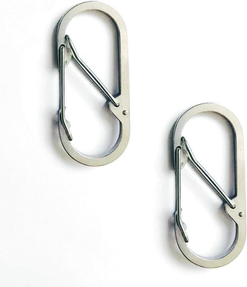 Dual Carabiner Stainless Steel 304 Spring Hook for Gated Keys and Gear,Black