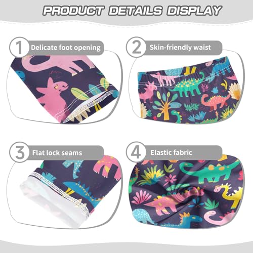 Wusikd Color Dinosaurs Girls' Leggings Toddler Doodles Fun Kids Yoga Pants Dance Active Tights 4T3
