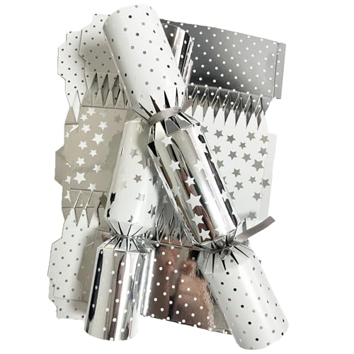 Gyoungt Luxury Chritmas Crackers, 10 Hats 20 Strings 10 Jokes Christmas Party Game DIY Cracker Make Your Own Christmas Cracker Festive Seasonal (Silver) Gyoungt Luxury Chritmas Crackers, 10 Hats 20 Strings 10 Jokes Christmas Party Game DIY Cracker Make Your Own Christmas Cracker Festive Seasonal (Silver)