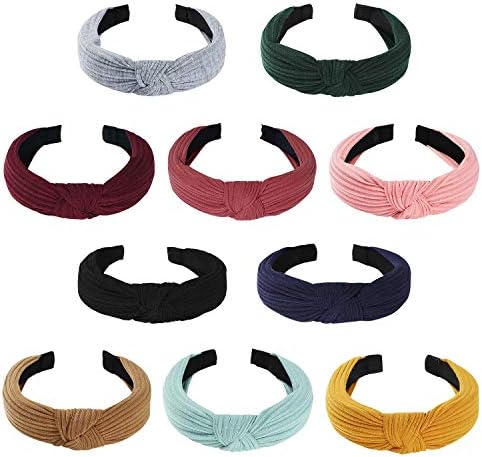 Tyfthui 10 Pcs Headbands for Women, Wide Headbands Knotted Headbands for Women, Headbands for Women Hair, Women Headbands Fashion Turban Headbands Hair Hoops Hair Accessories for Women and Girls