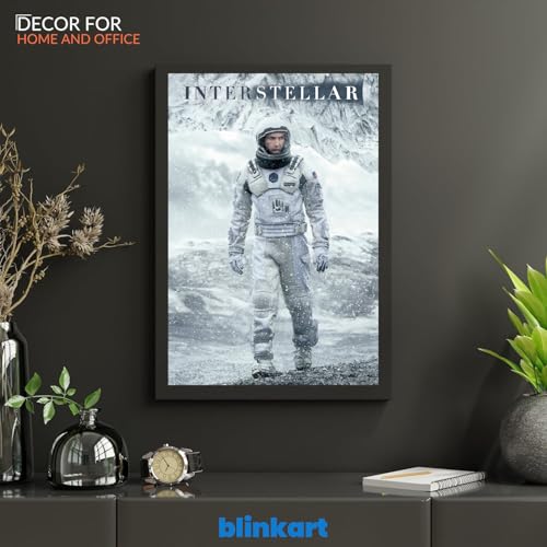 Image of BLINKART Interstellar (2014) Movie Poster Frame 12x18 Inch | Premium 300 GSM Paper Wall Print | Vintage Film Artwork for Home, Bedroom, Living Room, Office | Framed Photo Decor