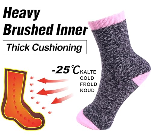 6 Pack Women's Winter Thermal Multicolored Ankle Quarter Socks for Cold Weather Size:9-113