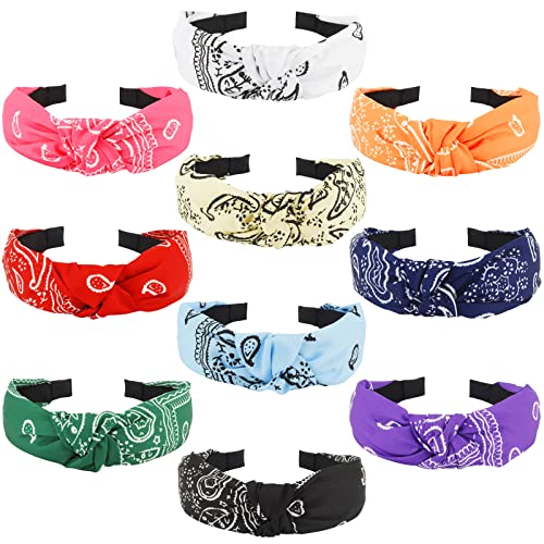 Bandana para mujer, 10 unidades, diadema anudada para mujeres y niñas, diademas para el pelo, nudo superior de cachemira, turbante, bandanas para el cabello, Jaciya ancho, vintage, bohemio, diademas