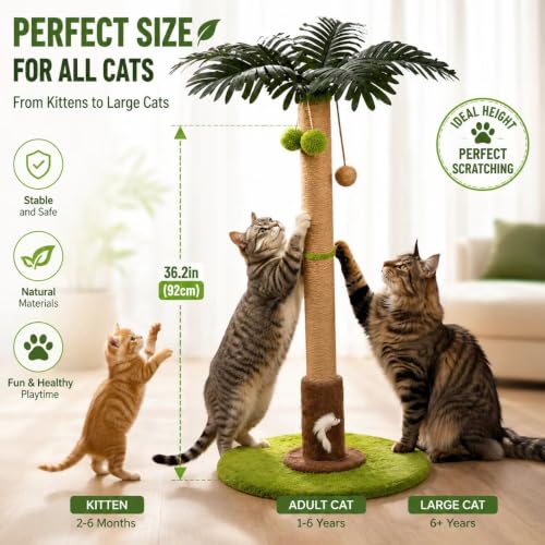 RPZ Cat Scratching Post, Sisal Scratcher with Toys for Indoor Cats — view 2