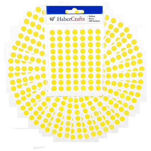 8mm Yellow Dot Stickers Colour Sticker Dots Coloured Sticky Dots Easy Peel Self Adhesive Circle Stickers Labels for Colour Coding Calendar Scrapbooks & Organising (Yellow - 5 Pack - 2450 Stickers) Cover