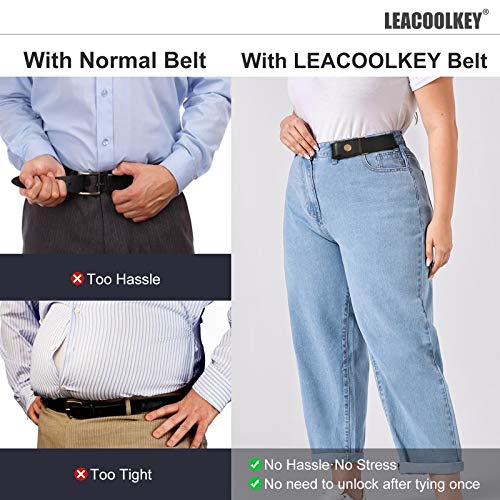 Leacoolkey No Buckle Stretch Belt For Women/Men—2 Pack Elastic Invisible Belt For Jeans #TOP4