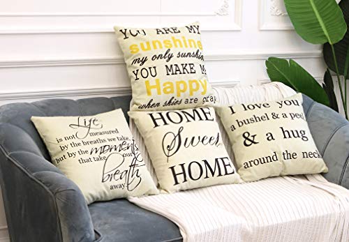 Leioh Farmhouse Decorative Pillow Covers Set Of 4 Home Sweet Home Inspirational Quotes Sofa Throw Pillow Covers Cushion Cover 18 X 18 Inc #TOP6