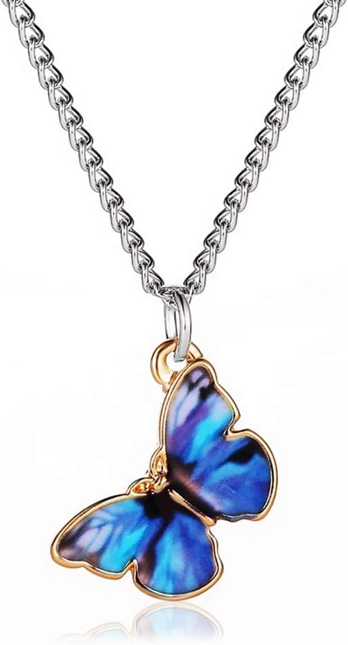 Women's Necklace Gradient Butterfly-shape Clavicle Chain Bracelet 01 dark blue