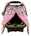 Dear Baby Gear Carseat Canopy, Vintage Floral Pink on White, Pink Minky