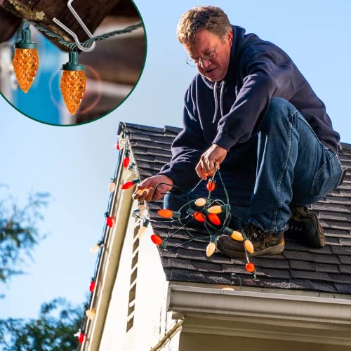 60-Count Metal Gutter Hooks For Outdoor Christmas Lights, Outside Lights Gutter Hangers For Gutter Guards Mesh Leaf Filter Shingles Eaves Fences, Ornament Clips Hooks For Hanging Christmas Lights #TOP1