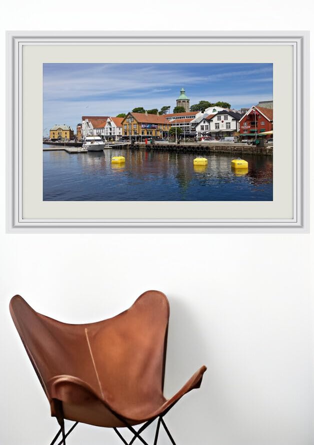 JVERF - JZZJ08551 Norway Houses Rivers Marinas Stavanger Street| Self-Adhesive Painting | Frameless