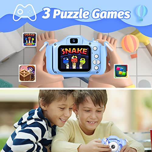 Mgaolo Children's Camera Toys For 3-12 Years Old Kids Boys Girls,Hd Digital Video Camera With Protective Silicone Cover,Christmas Birthday Gifts With 32Gb Sd Card (Unicorn Blue) #TOP2