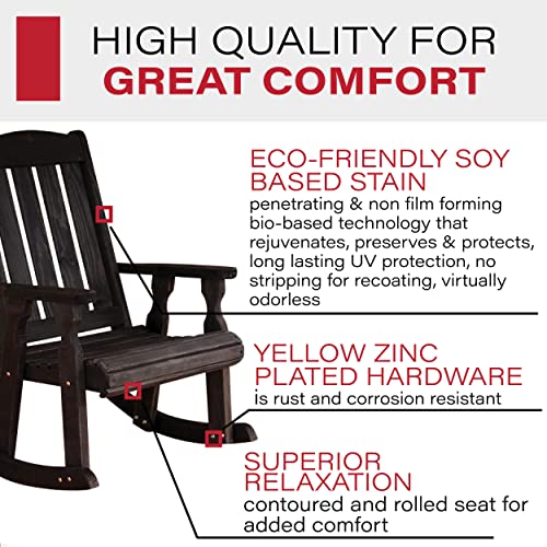Image of Amish Heavy Duty 600 Lb Mission Pressure Treated Rocking Chair (Semi-Solid Black Stain)