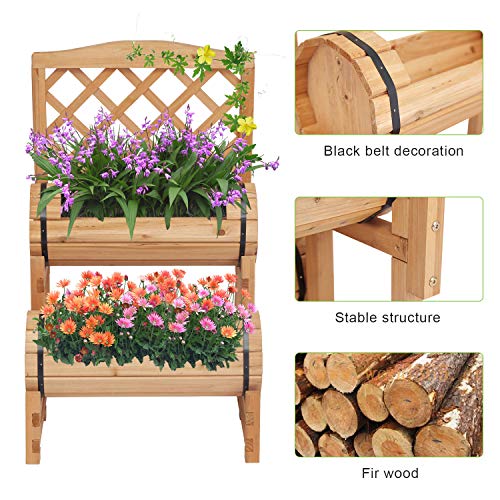 Kintness Raised Bed With Trellis Wood Garden Planter Box Outdoor Elevated Bed For Climbing Plants #TOP1