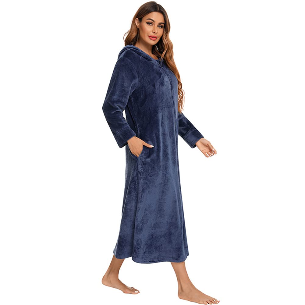 Albornoz de Felpa con Cremallera para Mujer Suave y cálido Pijama Casual Loungewear
