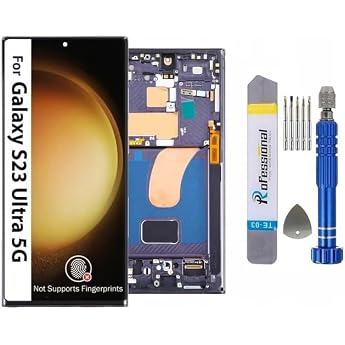 It'Go Full Incell Display for Samsung S23 Ultra 5G S918 LCD Screen Replacement Touchscreen with Tool Black with Frame High Qu